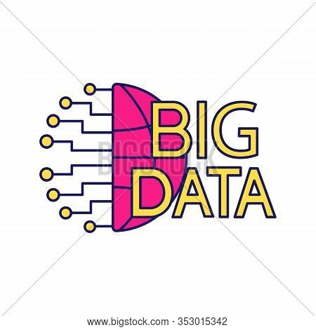 Big Data Color Icon. Cloud Computing. Database. Artificial Intelligence. Cloud Network. Isolated Vec