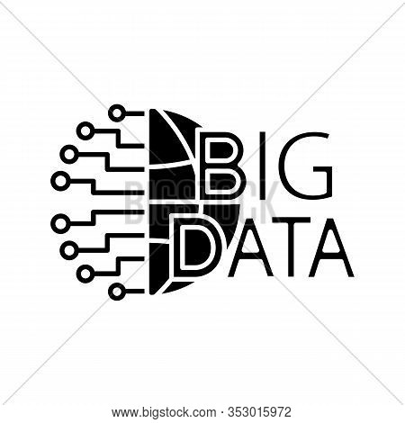 Big Data Glyph Icon. Silhouette Symbol. Cloud Computing. Database. Artificial Intelligence. Cloud Ne