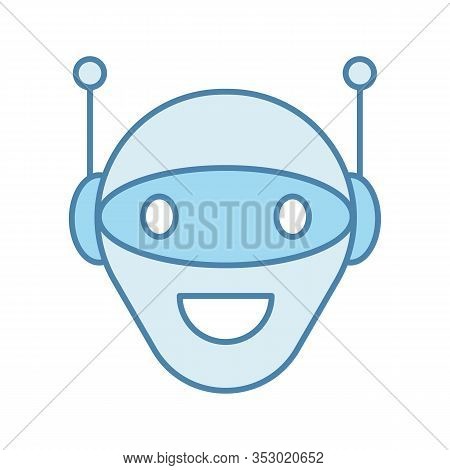 Chatbot Color Icon. Talkbot. Modern Robot. Android Laughing Chat Bot. Virtual Assistant. Conversatio