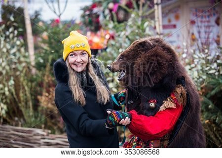 Moscow, Russia Feb 27, 2020: Moscow Maslenitsa Festival. Traditional National Celebration In Russian