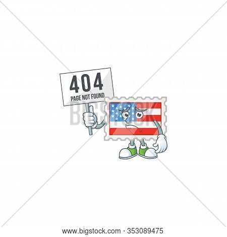 Cheerless Face Independence Day Stamp Mascot Style Design Raised Up A Board