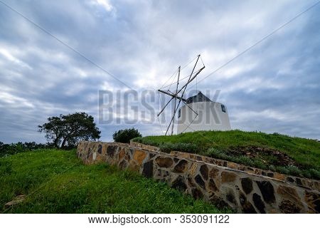 A Traditional Portuguese Windmill Near The Algarve Town Of Odeceixe, Portugal