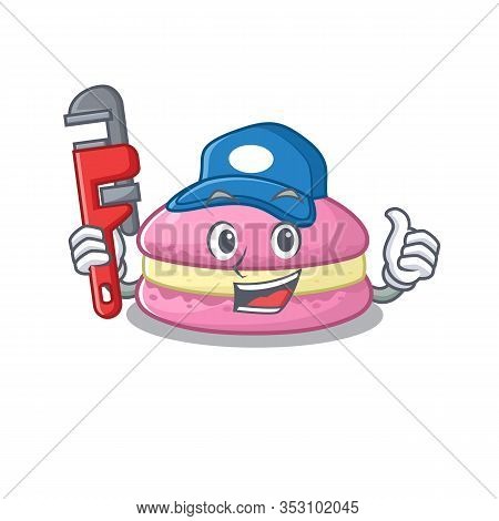 A Cute Picture Of Strawberry Macarons Working As A Plumber