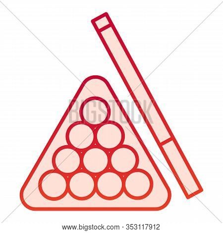 Billiards Flat Icon. Pool Cue And Balls Vector Illustration Isolated On White. Play Gradient Style D