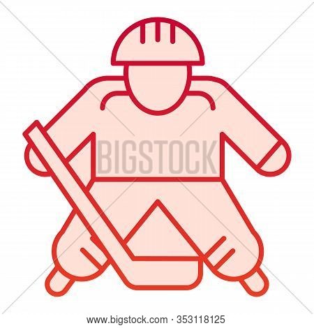 Hokey Player Flat Icon. Ice Hockey Player Vector Illustration Isolated On White. Sportsman Gradient 