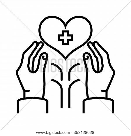 Hepling Hands Line Icon, Concept Sign, Outline Vector Illustration, Linear Symbol.
