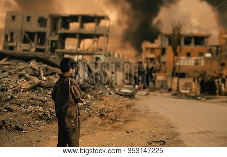 Homeless Child Crying For His Family / Military Soldiers Killed Her Family And They Destroyed Their 