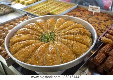 Baklava With Pistachio. Turkish Traditional Dessert, Havuc Dilimi