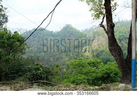View Of Mountain And Blue Sky From A Long Distance