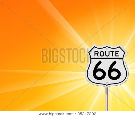 Route 66 tegn og solskin