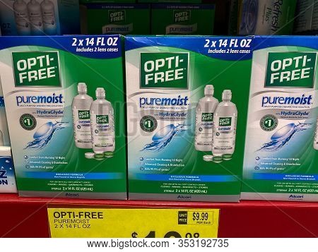 Orlando, Fl/usa-2/11/20:the Optifree By Alcon Contact Solution  Display Waiting For Customers To Pur