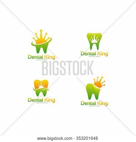 Set Of Dental King Logo Designs Concept Vector, Dental Crown Logo Template