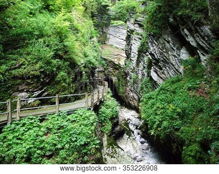The Dry Summer Cliffs Of The Thur Waterfalls Or Thurwasserfälle Oder Thurfälle (thurfaelle Or Thurfa