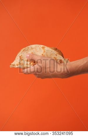 National Food Concept. Mexican National Food Tacos Or Tatar National Food - Kystyby In Hand On An Or