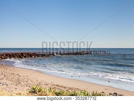 Mediterranean Landing Stage.  A Landing Stage In The Mediterranean Sea Viewed From The Southern Turk