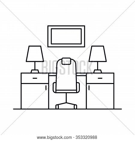 Interior With Office, Armchair, Lamp, Bedside Table. Vector Interior With Office, Armchair, Lamp, Be