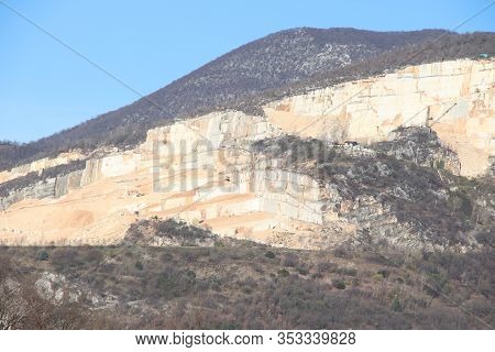 mountains with marble quarries in Botticino in northern Italy