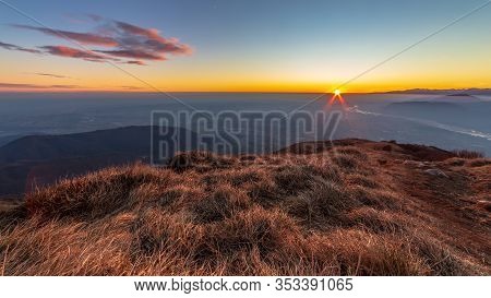 Winter Sunset From An Alpine Peak Of Friuli-venezia Giulia