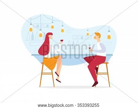 Advertising Banner Communication At Bar Cartoon. Difference Worldviews Supports Interest To Each Oth