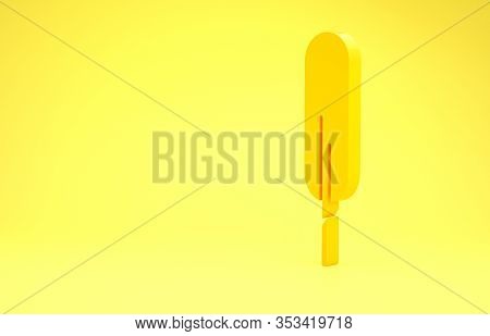 Yellow Feather Pen Icon Isolated On Yellow Background. Minimalism Concept. 3d Illustration 3d Render