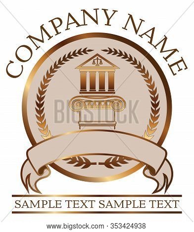 Law Or Lawyer Seal - Gold With Colonnade And Ionic Column Is An Illustration Of A Lawyer Or Law Offi