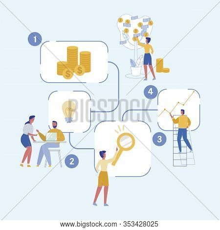Scheme Successful Launch And Support Project. Cartoon Investment In Idea, Man And Woman Are Discussi