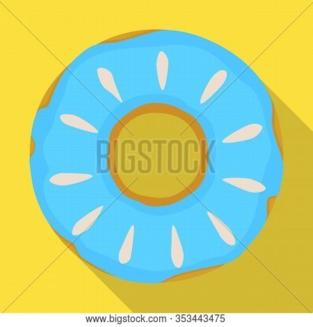 Blue Doughnut Vector Icon.flat Vector Icon Isolated On White Background Blue Doughnut.