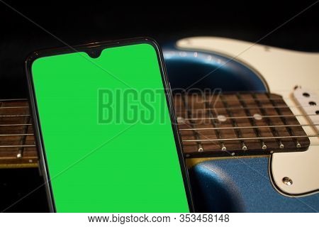 Electric Guitar With Chroma Green Mobile Phone