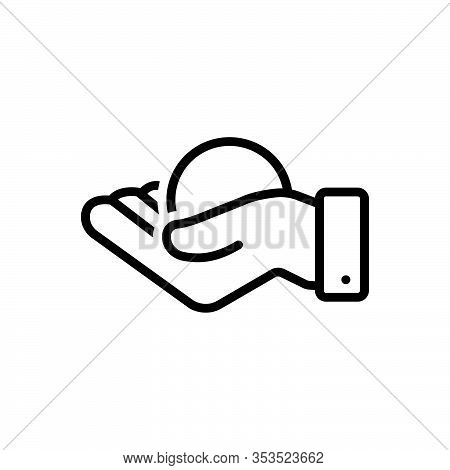 Black Line Icon For Handful Grasp Hold Clutch Clasp Clench Grapple Ball