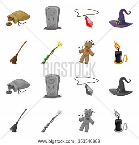 Vector Design Of Witchcraft And Mystic Sign. Collection Of Witchcraft And Magic Vector Icon For Stoc
