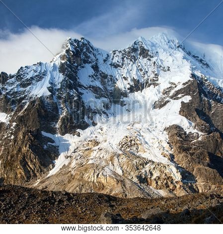 Evening View Of Mount Salkantay, Salkantay Trek In The Way To Machu Picchu, Cuzco Area In Peru