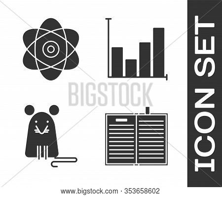 Set Open Science Book, Atom, Rat And Pie Chart Infographic Icon. Vector