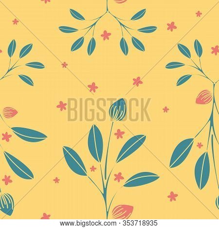 Leaves Nature Collection Illustration Seamless Pattern Background 03