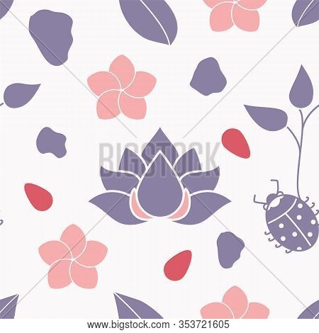 Flowers Nature Collection Illustration Seamless Pattern Background 07