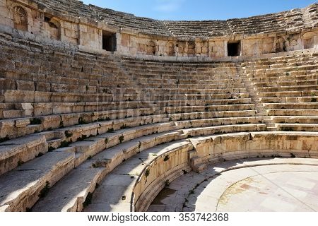 Amphitheater In The Ancient Roman City Of Gerasa In Jerash, Jordan