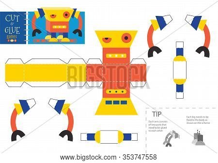 Cut And Glue Robot Toy Vector Illustration