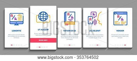 Interpreter Translator Onboarding Mobile App Page Screen Vector. Interpreter In Smartphone And Web S