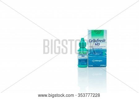 Chonburi, Thailand-january 26, 2020 : Cellufresh Md Lubricant Eye Drops. Artificial Tears In Green B