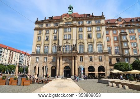 Dresden, Germany - May 10, 2018: People Visit Altmarkt Square In Altstadt (old Town) District Of Dre