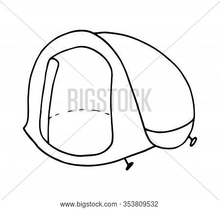 Hand Drawn Tent Doodle Icon. Simple Black Stroke.