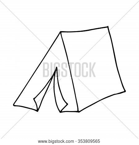 Hand Drawn Tent Doodle Icon. Simple Black Stroke.