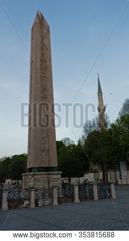 Theodosius Ancient Egyptian Obelisk Dated 1400 B.c. With Hieroglyphics, Re-erected At Constantinopol