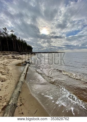 Baltic Sea Autumn Coast Beach Carnikava Gauja River Latvia