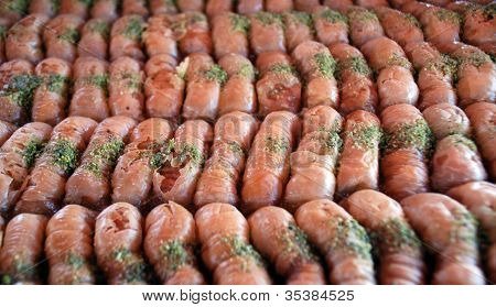 Zoete baklava op plaat