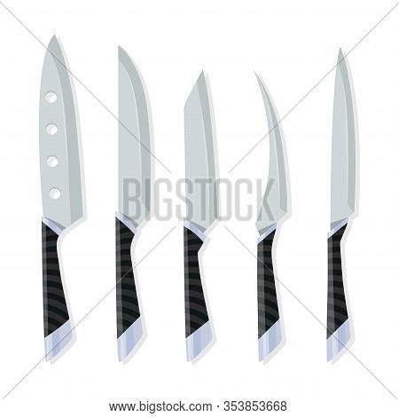 Different Kind Of Knives For Chefs, Knife Icon For Butcher Shop. Set Of Butcher Meat Knives For Desi