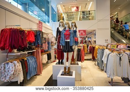 SINGAPORE - CIRCA JANUARY, 2020: interior shot of Forever 21 store. Forever 21 is represented in Singapore with one store, located within 313 Somerset shopping mall.