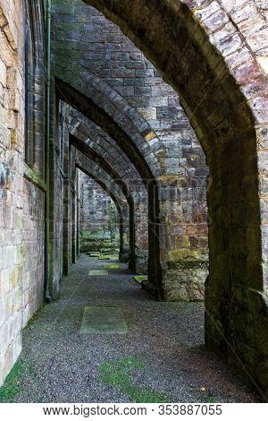 Dunfermline  Scotland  - September 15 2019: Side View Of The Beautiful Arches Of Dunfermline Abbey, 