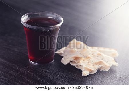 The Holy Communion Of The Christian Faith Of Wine And Unleavened Bread