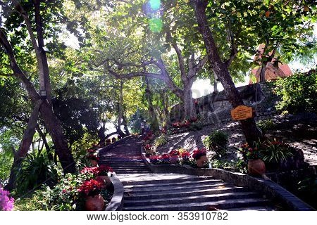 Nha Trang, Vietnam - 28 February 2020 : Stairway To The Ponagar Tower (thap Ba Po Nagar)