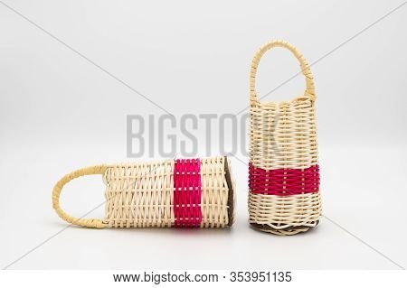 Closeup Of Colorful Caxixis In Front Of A White Background